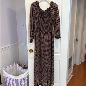 NWT Long Sleeve Patterned Maxi Jumpsuit.